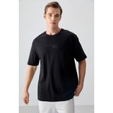 AIR JONES Siyah %100 Pamuk Kalın Yumuşak Dokulu Oversize Fit Baskılı Erkek T-Shirt - 88361
