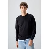 AIR JONES Siyah Pamuk Yumuşak Dokulu Standart Fit Basic Erkek Sweatshirt - 88363