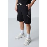 AIR JONES Siyah Pamuklu Kalın Yumuşak Dokulu Standart Fit Basic Erkek Şort - 81281