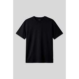Air Jones Siyah Waffle İnterlok Yüzeyi Dokulu Oversize Fit Basic Erkek T-Shirt - 88379 - M