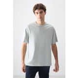 AIR JONES Taş %100 Pamuk Kalın Yumuşak Dokulu Oversize Fit Basic Erkek T-Shirt - 88353