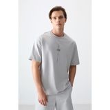 Air Jones Taş Pamuklu Kalın Yumuşak Dokulu Oversize Fit Baskılı Erkek T-Shirt - 88373 - 2XL