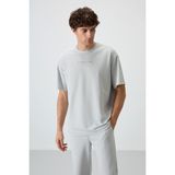 Air Jones Taş Pamuklu Kalın Yüzeyi Dokulu Oversize Fit Baskılı Erkek T-Shirt - 88364 - 2XL