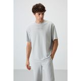 Air Jones Taş Pamuklu Kalın Yüzeyi Dokulu Oversize Fit Baskılı Erkek T-Shirt - 88364 - XL