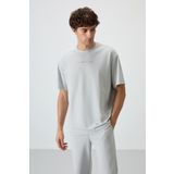 AIR JONES Taş Pamuklu Kalın Yüzeyi Dokulu Oversize Fit Baskılı Erkek T-Shirt - 88364