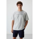 Air Jones Taş Pamuklu Kalın Yüzeyi Dokulu Oversize Fit Baskılı Erkek T-Shirt - 88371 - 2XL