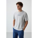 AIR JONES Taş Pamuklu Kalın Yüzeyi Dokulu Oversize Fit Baskılı Erkek T-Shirt - 88372