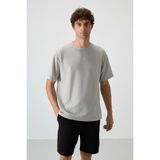 Air Jones Taş Waffle İnterlok Yüzeyi Dokulu Oversize Fit Basic Erkek T-Shirt - 88379 - M