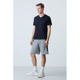 Air Jones Tommy Life Gri Melanj Pamuklu Kalın Yumuşak Dokulu Standart Fit Basic Erkek Şort - 81280 GRI MELANJ