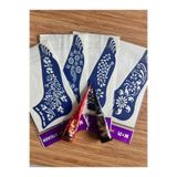 Airbrush Tattoo 4 Çift Ayak Kalıbı ve 2 Tüp Kına Seti, Stencil Geçici Dövme Paketi
