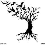 Airbrush Tattoo Ağaçtan Uçan Kuşlar Yapışkanlı Stencil Süsleme ve Boyama Kalıbı