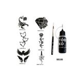 Airbrush Tattoo Akrep Elmas Likit Kalem Uçlu Geçici Dövme Seti, Fırça Hediyeli
