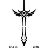 Airbrush Tattoo Antik Kılıç Yapışkanlı Stencil Süsleme ve Boyama Kalıbı