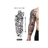 Airbrush Tattoo Antik Kral 1 Hafta Kalıcı Tam Kol Bacak Yapıştırma Geçici Dövme 46 Cm