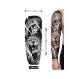 Airbrush Tattoo Aslan 1 Hafta Kalıcı Tam Kol Kaplama Bacak Yapıştırma Geçici Dövme 46 Cm