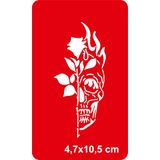 Airbrush Tattoo Ateşli Güllü Kuru Kafa Yapışkanlı Stencil Süsleme ve Boyama Kalıbı
