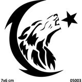 Airbrush Tattoo Ayyıldız ve Kurt Yapışkanlı Stencil Süsleme ve Boyama Kalıbı