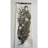 Airbrush Tattoo Baltalı Kuru Kafa 1 Hafta Kalıcı Tam Kol Bacak Yapıştırma Geçici Dövme 46 Cm