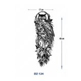 Airbrush Tattoo Baykuş 1 Hafta Kalıcı Tam Kol Bacak Yapıştırma Geçici Dövme 46 Cm