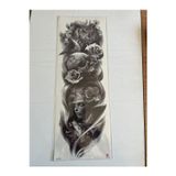 Airbrush Tattoo Baykuş 1 Hafta Kalıcı Tam Kol Kaplama Bacak Yapıştırma Geçici Dövme 46 Cm