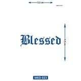 Airbrush Tattoo Blessed 5 Cm Minimal Geçici Dövme Yarı Kalıcı Geçici Dövme