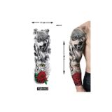 Airbrush Tattoo Bozkurt Baykuş 1 Hafta Kalıcı Tam Kol Bacak Yapıştırma Geçici Dövme 46 Cm