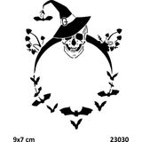 Airbrush Tattoo Cadı Kuru Kafa Yapışkanlı Stencil Süsleme ve Boyama Kalıbı