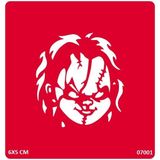 Airbrush Tattoo Chucky Bebek Yapışkanlı Stencil Süsleme ve Boyama Kalıbı
