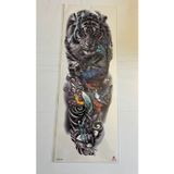 Airbrush Tattoo Çiçekli Aslan 1 Hafta Kalıcı Tam Kol Bacak Yapıştırma Geçici Dövme 46 Cm