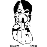 Airbrush Tattoo Çılgın Kız Yapışkanlı Stencil Süsleme ve Boyama Kalıbı