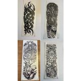 Airbrush Tattoo Çizgisel 1 Hafta kalıcı 4 Adet Birden Tam Kol Bacak Kaplama 46 cm Geçici Dövme Seti