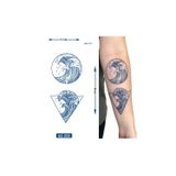 Airbrush Tattoo Dalgalar 18X11 Cm Yarı Kalıcı Geçici Dövme