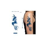 Airbrush Tattoo Deniz Kızı Geçici Dövme, 18x11 cm, Mavi, 1 Aylık Yarı Kalıcı