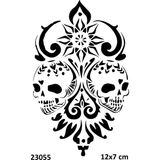 Airbrush Tattoo Desenli Kuru Kafa Yapışkanlı Stencil Süsleme ve Boyama Kalıbı Stencil Kalıp