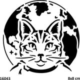 Airbrush Tattoo Dünya Kedi Yapışkanlı Stencil Süsleme ve Boyama Kalıbı Stencil Kalıp