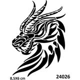 Airbrush Tattoo Ejderha Başı Yapışkanlı Stencil Süsleme ve Boyama Kalıbı