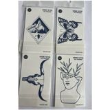Airbrush Tattoo Felsefik 4 Adet Minimal 11x8 cm 3 Hafta Kalıcı Yarı Kalıcı Geçici Dövme