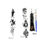 Airbrush Tattoo Geçici Dövme Yapma Seti, Hint Kınası, Fırça ve Şablonlar Hediyeli, Siyah