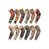 Airbrush Tattoo Giyilebilir Dövme, 6 Çift 12 Adet Karma Kol Sleeve Tattoo Seti