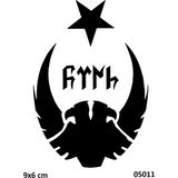 Airbrush Tattoo Göktürkçe Kartal Bayrak Yapışkanlı Stencil Süsleme ve Boyama Kalıbı