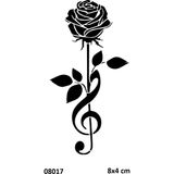 Airbrush Tattoo Gül Nota Yapışkanlı Stencil Süsleme ve Boyama Kalıbı Stencil Kalıp
