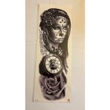 Airbrush Tattoo Gül Saat 1 Hafta Kalıcı Tam Kol Bacak Yapıştırma Geçici Dövme 46 Cm
