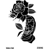 Airbrush Tattoo Güllü Sinsi Kuru Kafa Yapışkanlı Stencil Süsleme ve Boyama Kalıbı