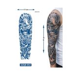 Airbrush Tattoo Güvercin Gül 3 Hafta Kalıcı Tam Kol Bacak Kaplama Yapıştırma Geçici Dövme 46 Cm