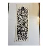 Airbrush Tattoo Haç Çiçek 1 Hafta Kalıcı Tam Kol Bacak Yapıştırma Geçici Dövme 46 Cm