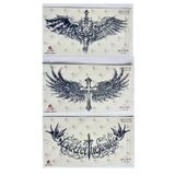 Airbrush Tattoo Haçlı Kanat 3 Hafta Kalıcı 3 adet Sırt Göğüs için Büyük Boy Yarı Kalıcı Dövme