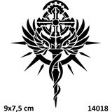 Airbrush Tattoo Haçlı Kanat Yapışkanlı Stencil Süsleme ve Boyama Kalıbı