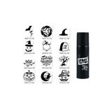 Airbrush Tattoo Halloween Geçici Dövme Seti, Siyah Spray Tattoo, 12 Desen
