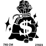 Airbrush Tattoo Hazine Dolar Yapışkanlı Stencil Süsleme ve Boyama Kalıbı