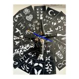 Airbrush Tattoo Hint Kınası Desenleri, 12 Sayfa, 4 Tüp Siyah Kına, Fırça Hediyeli